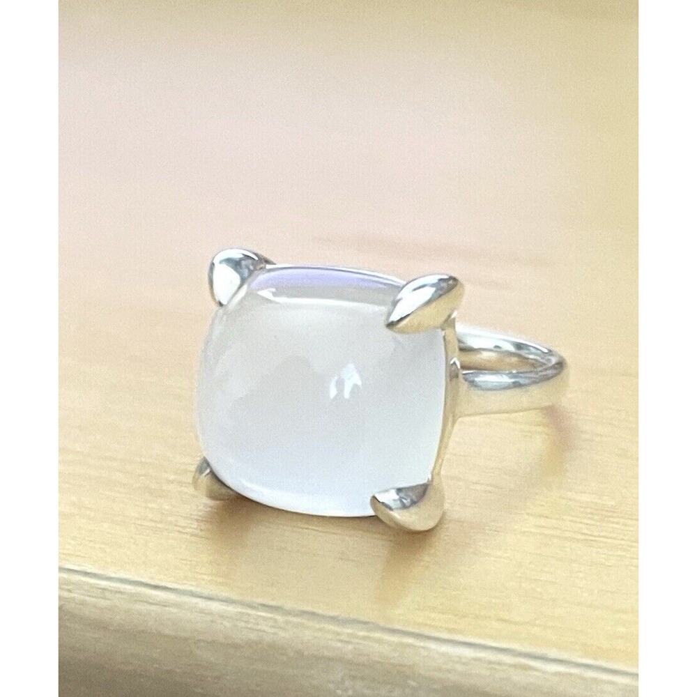 Tiffany & Co. Paloma Picasso Silver Milky Quartz Sugar Stack Cushion Band Ring 6 - Picture 4 of 6